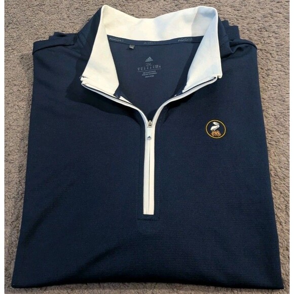 Adidas 1/4 Zip Pelican Logo Blue Golf Pullover Men's 2XL - Picture 1 of 8